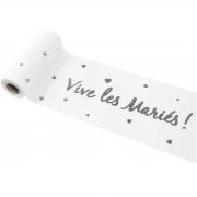 Chemin de table mariage blanc et argent 14cm x 4m (x1) REF/RU419