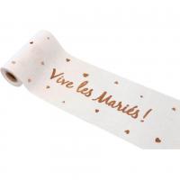 Chemin de table mariage vive les maries rose gold et blanc