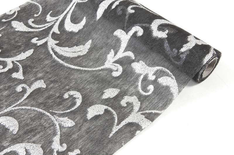 Chemin de table metallise noir