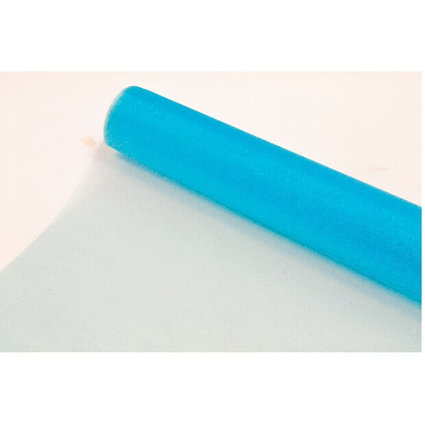 Chemin de table organdi brillant bleu turquoise
