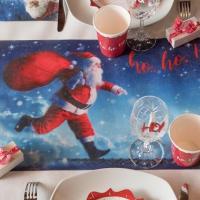 Chemin de table pere noel hohoho bleu et rouge