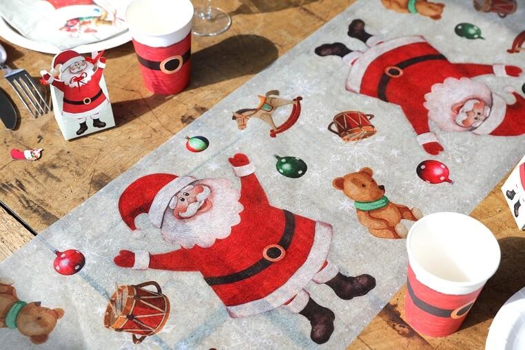 Chemin de table pere noel rouge et blanc