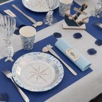 Chemin de table predecoupe bleu marine airlaid pour decoration