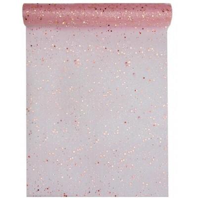 Chemin de table tulle pailleté rose gold 30cm x 5m (x1) REF/4446