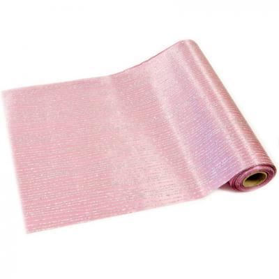 Chemin de table satin rose et argent avec paillettes