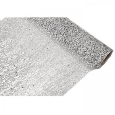 Chemin de table tulle argent metallique