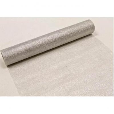 Chemin de table tulle metallise argent
