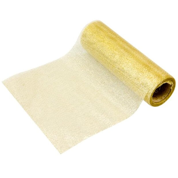 Chemin de table tulle metllise or