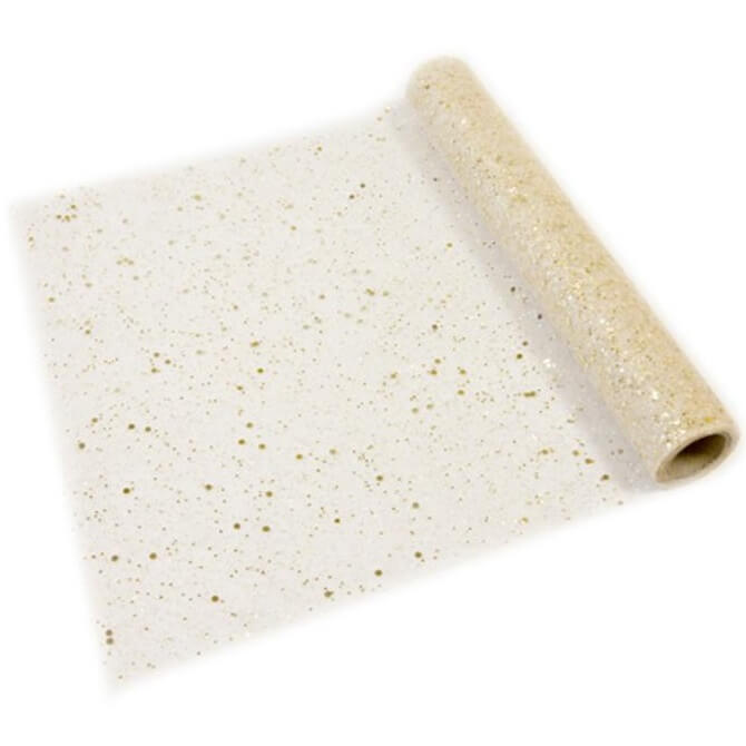 Chemin de table tulle paillete or