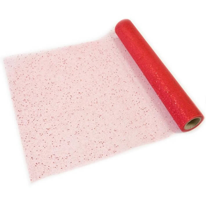Chemin de table tulle paillete rouge