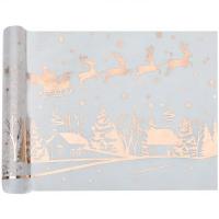 Chemin de table village de noel blanc et rose gold