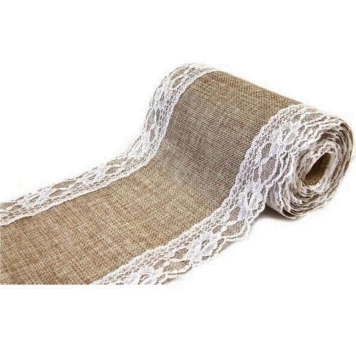 Chemin de table Jute et dentelle - 15 cm x 5m