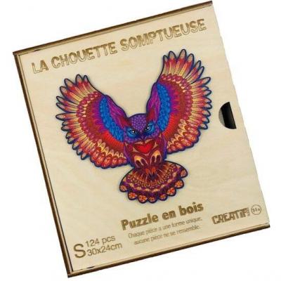 Puzzle en bois chouette somptueuse en art creatif