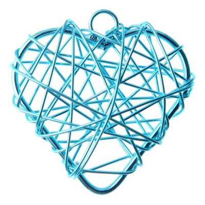 Coeur bleu turquoise en metal