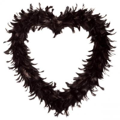 Grand coeur noir en plumes 35cm (x1) REF/2891