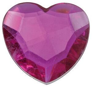 Grand coeur diamant décoratif rose fuchsia de 3cm (x6) REF/3350