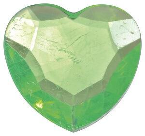 Grand coeur diamant décoratif vert de 3cm (x6) REF/3350