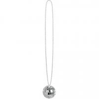 Collier boule a facettes disco argent