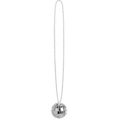 Collier disco boule a facette argent