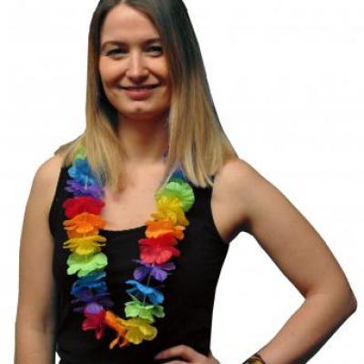 Collier fleurs hawai multicolore