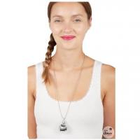 Collier disco boule a facette argent