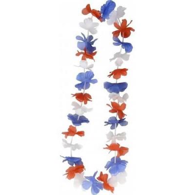 Collier tricolore france bleu blanc et rouge fleur hawaienne