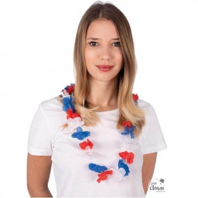 Collier Hawaïen tricolore France bleu , blanc et rouge (x1) REF/58000