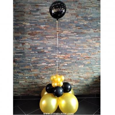 Colonne de ballon helium dore or metal noir bonne annee nouvel an