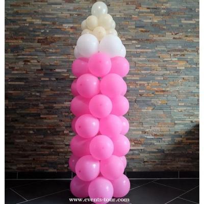 Colonne de ballon rose blanc beige bleu bapteme baby shower naissance