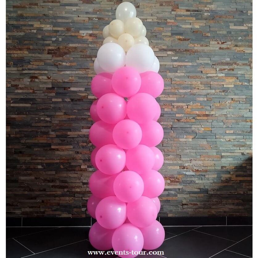 Colonne de ballon rose blanc beige bapteme baby shower naissance
