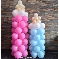 Colonne de ballon rose blanc beige bleu bapteme baby shower naissance