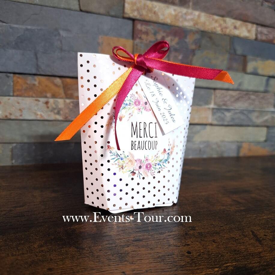 Conf016 confection de dragees boite florale merci