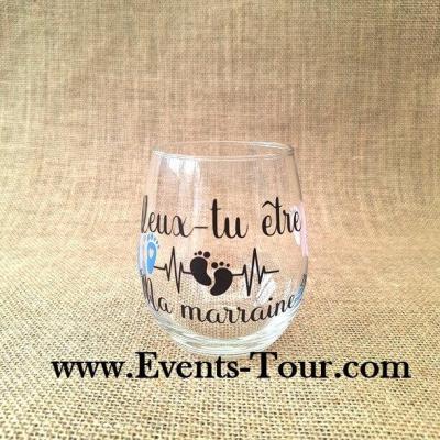 Conf024 cadeau gender reveal veux tu etre ma marraine verre a eau