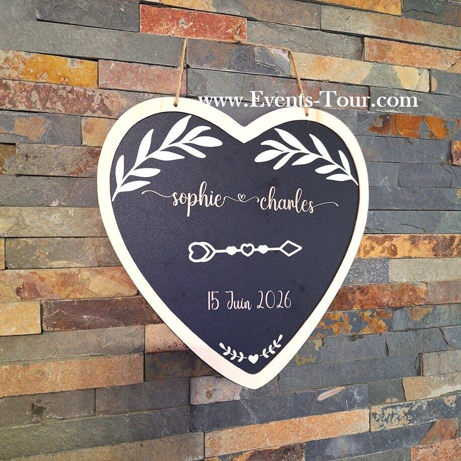 Conf027 decoration de salle coeur a suspendre mariage personnalisable en bois
