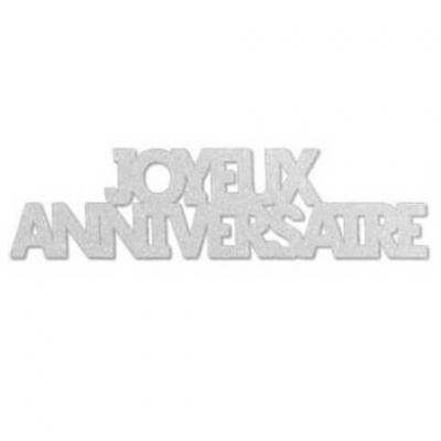 Confetti de table geant joyeux anniversaire blanc