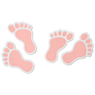 Confettis bois pied de bebe rose