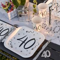 Confettis de table 40 ans blanc et noir