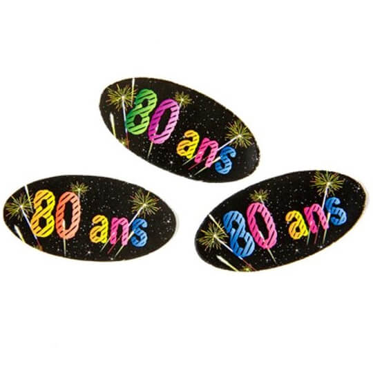 Confettis de table anniversaire 80ans noir multicolore