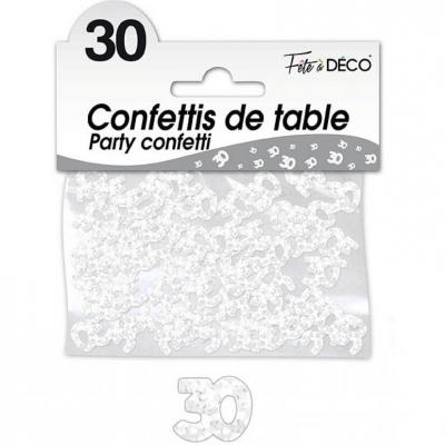 Confettis de table anniversaire 30ans blanc 10grs (x1) REF/CA03BA