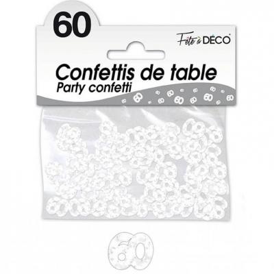 Confettis de table anniversaire 60ans blanc 10grs (x1) REF/CA06BA