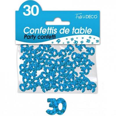 Confettis de table anniversaire 30ans bleu 10grs (x1) REF/CA03B