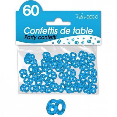 Confettis de table anniversaire 60ans bleu 10grs (x1) REF/CA06B