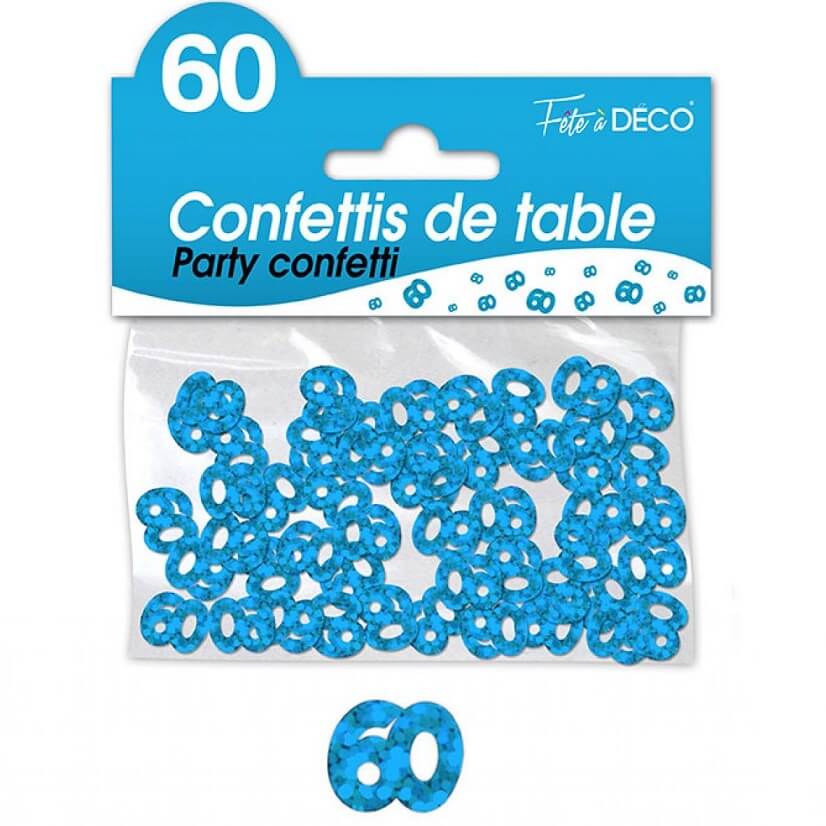 Confettis de table anniversaire bleu 60 ans