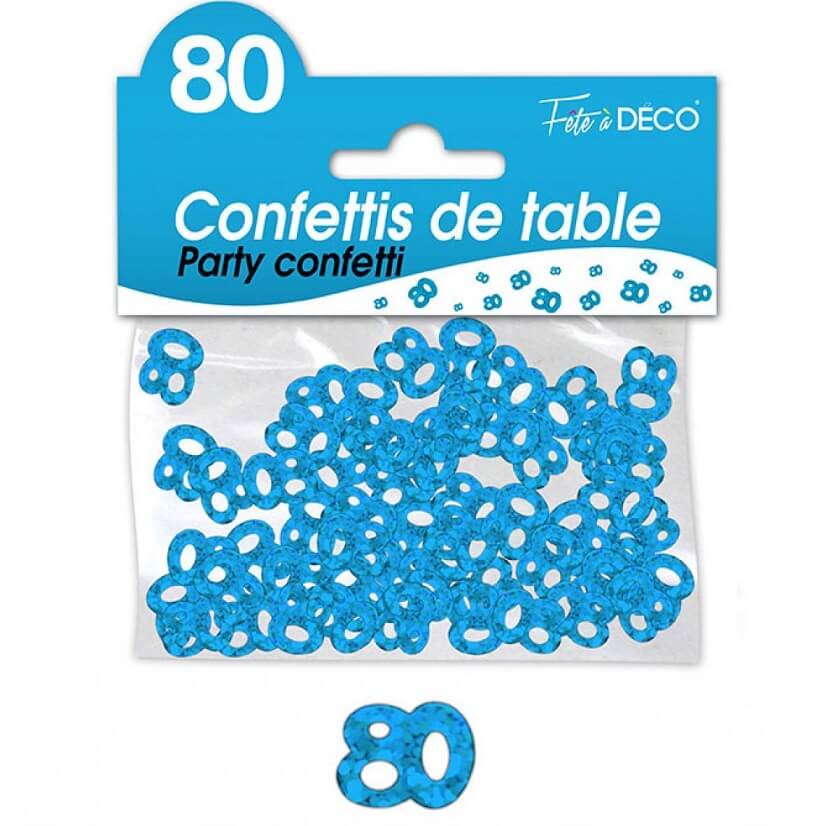 Confettis de table anniversaire bleu 80 ans