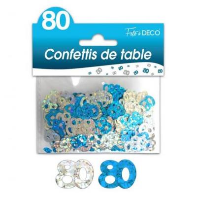 Confettis anniversaire bleu et argent 80ans (x10grs) REF/CTH13B