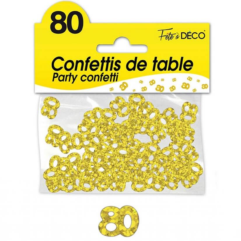 Confettis de table anniversaire dore 80 ans