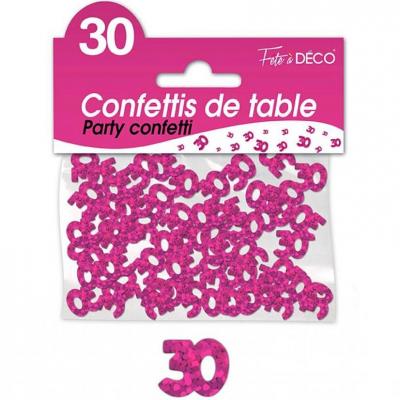 Confettis de table anniversaire 30ans fuchsia 10grs (x1) REF/CA03F