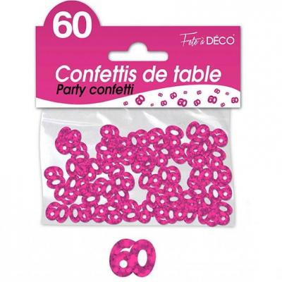 Confettis de table anniversaire fuchsia 60 ans