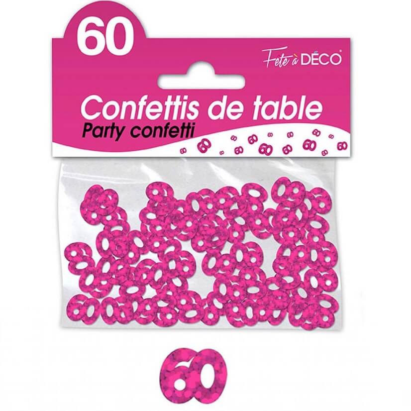 Confettis de table anniversaire fuchsia 60 ans