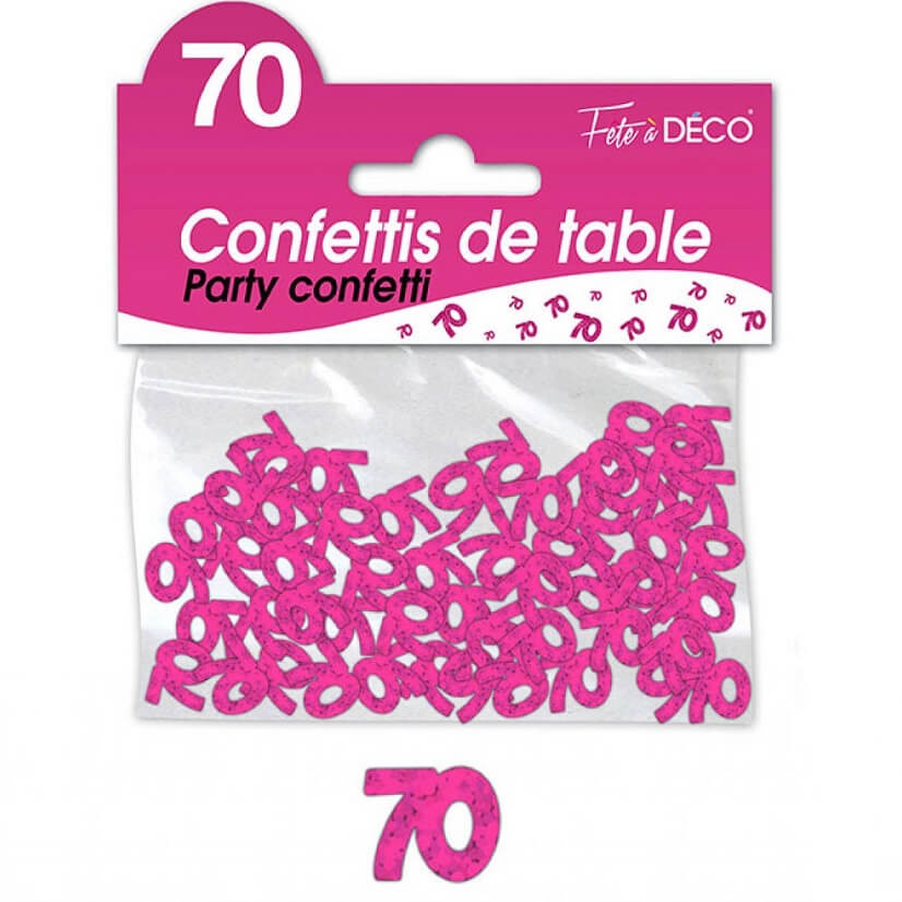 Confettis de table anniversaire fuchsia 70 ans